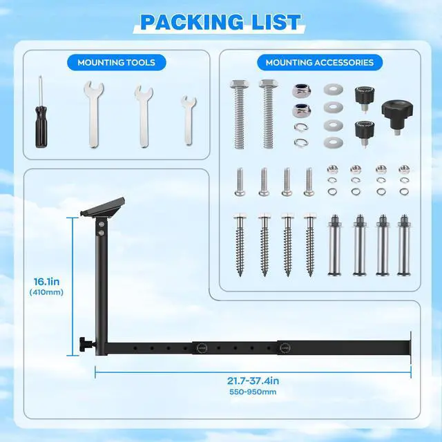 Alt view image 4 of 4 - Starlink Gen 3 Mount, Starlink Pole Mount, Extension-Type Heavy Duty Starlink Long Wall Mount with 0-30° Adjustable Starlink Gen 3 Pipe Adapter for Starlink Internet Kit Satellite (21.7-37.4inch)