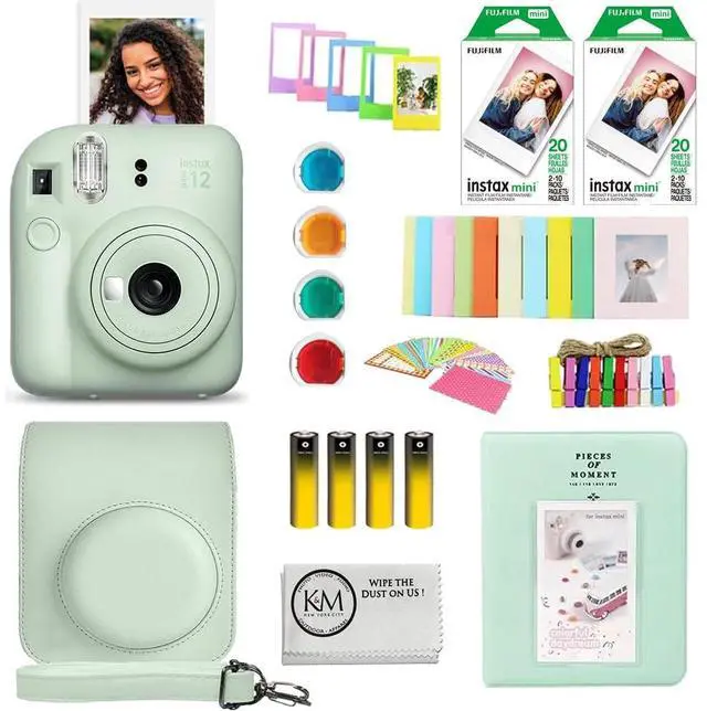 Main image of INSTAX Mini 12 Instant Film Camera | Mint Green Bundled with INSTAX Mini Instant Film |40 Exposures + Instax Accessory Bundle + AA Batteries + Cleaning Cloth (10 Items)