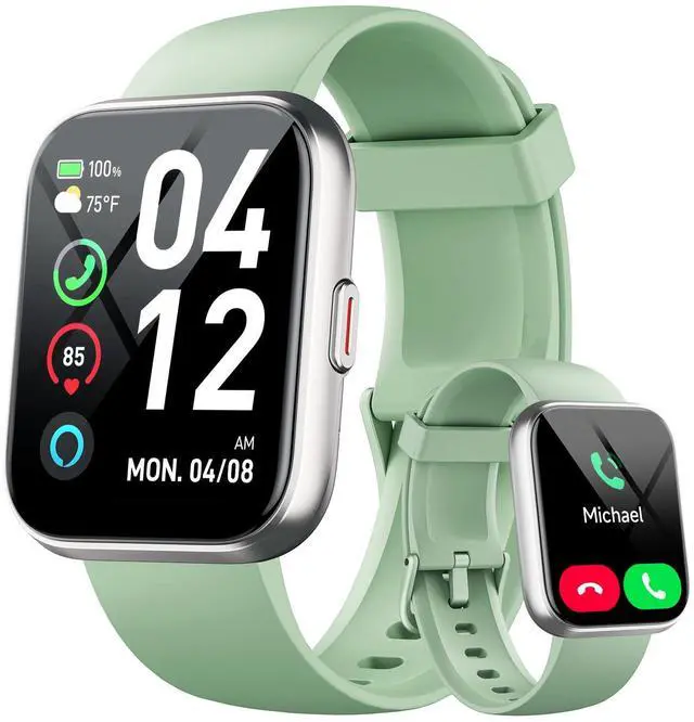 Main image of Smart Watches for Women Men, 1.85" HD Smart Watch for Samsung/iPhone/Android, Fitness Tracker with 24/7 Heart Rate/Sleep/SpO2 Monitor, Smartwatch 120+ Sports Modes 3ATM Waterproof, Green