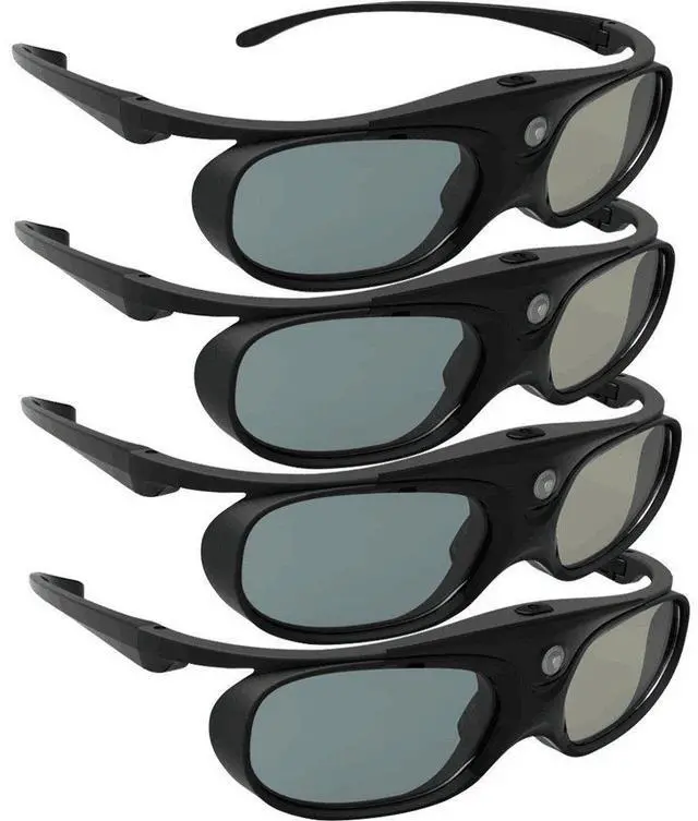 Main image of DLP Link 3D Glasses, 144Hz Rechargeable Active Shutter Eyewear for Most DLP-Link 3D Projectors- Acer, ViewSonic, BenQ Vivitek, Optoma, Panasonic, Dell, Viewsonic (4 Pack)
