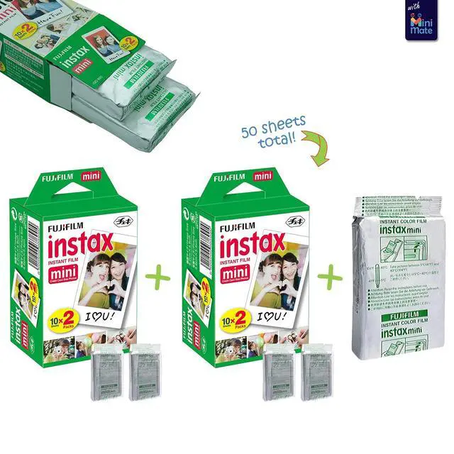 Alt view image 2 of 3 - Instax Mini 11 Instant Camera Ice White + MiniMate Accessory Bundle & Compatible Custom Case + Fuji Instax Film Value Pack (50 Sheets) Flamingo Designer Photo Album