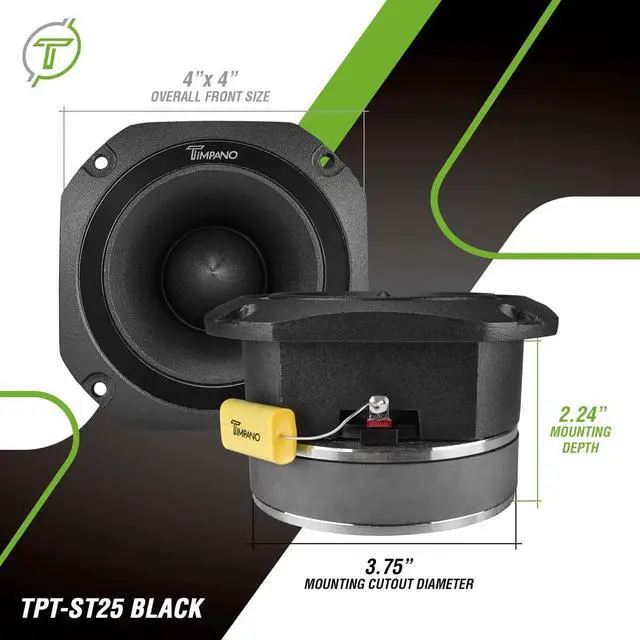 Alt view image 4 of 4 - Super Tweeter 4 Inch TPT-ST25 Black, 8 Ohm, 900 Watts Max, 107 dB, 1.5 in Voice Coil, HIgh Sensitivity, Slim Profile Bullet Tweeters Speakers for Pro Audio (Pair)