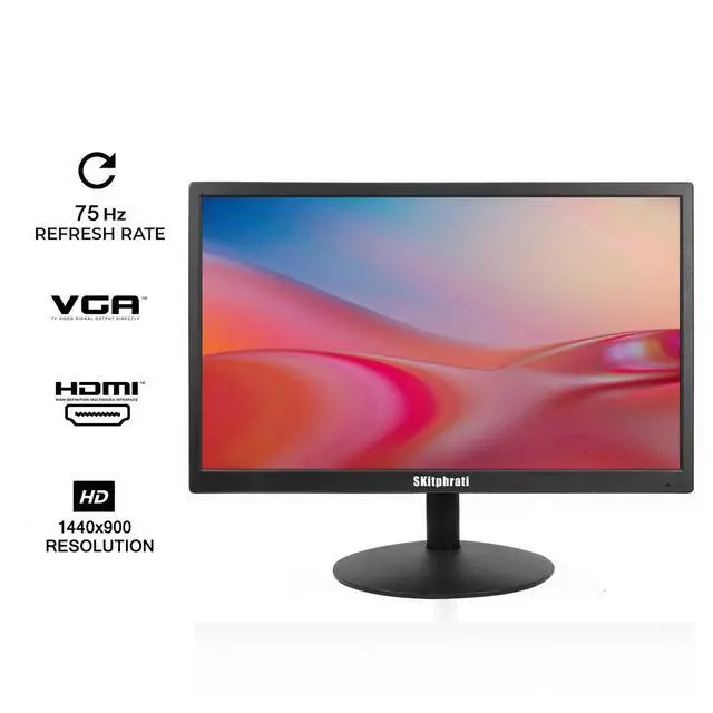 Alt view image 2 of 4 - 17 inch PC Monitor LED Monitor 1440x900, 75HZ, 5Ms, 16:10, Viewing Angle 95°(Horizontal),TN Panel, VESA Wall Mountable, VGA & HDMI Port, Black