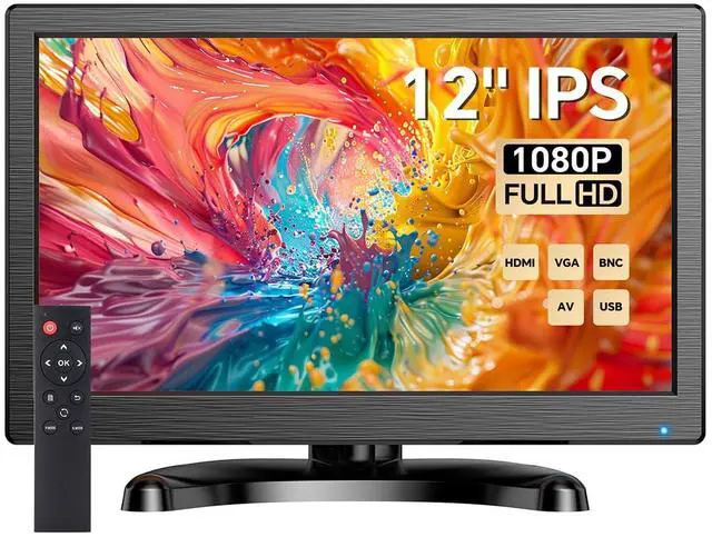 Main image of CCTV Monitor 12 Inch Small Computer Monitors 1920x1080P Mini LED Display with HDMI VGA AV BNC USB Ports IPS Screen Security Monitor Built in Speaker for Home Office