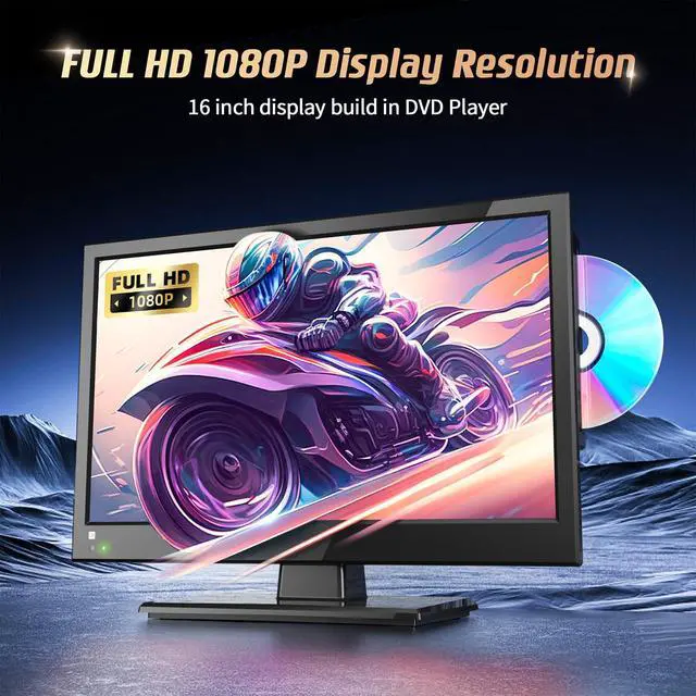 Alt view image 2 of 4 - 16 INCH TV with DVD Player Built in 1080P LCD TV DVD Player Combo with HDMI USB Monitor for Home, Kitchen, RV Camper, or Office,RV TV