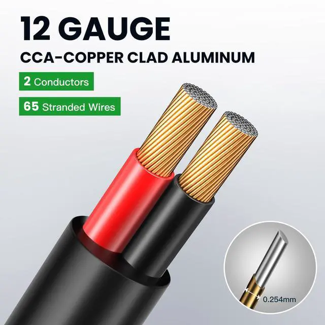 Alt view image 3 of 4 - 12 Gauge Speaker Wire 150 Feet CL3 Related CCA Black Cable with 2 Conductors for Outdoor Direct Burial Backyard Garden Home Car in-Wall Speaker