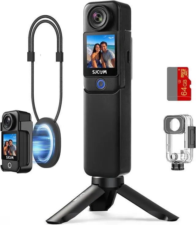 Main image of C300 2IN1 Vlogging Camera,64GB 4K Pocket Travel YouTube Content Streaming,7H Power,6-Axis Stabilization,Dual-Touch Screen,30M Waterproof,Werable begginers Camera,familly
