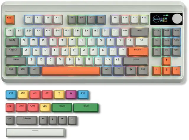 Main image of Womier M87 75% Mechanical Keyboard with TFT Smart Display & Knob, Gasket Mount Tri-Mode Wireless Bluetooth/2.4G, Hot-Swappable Linear Switches, PBT Keycaps RGB Gaming Keyboard for Mac & Win (Carbon)