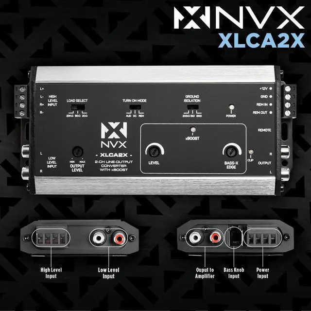 Alt view image 2 of 4 - XLCA2X X-Series PRO 2-Channel Line Out Converter Digital Bass Enhancer with xBOOST, Impedance Matching, and Remote Level Control