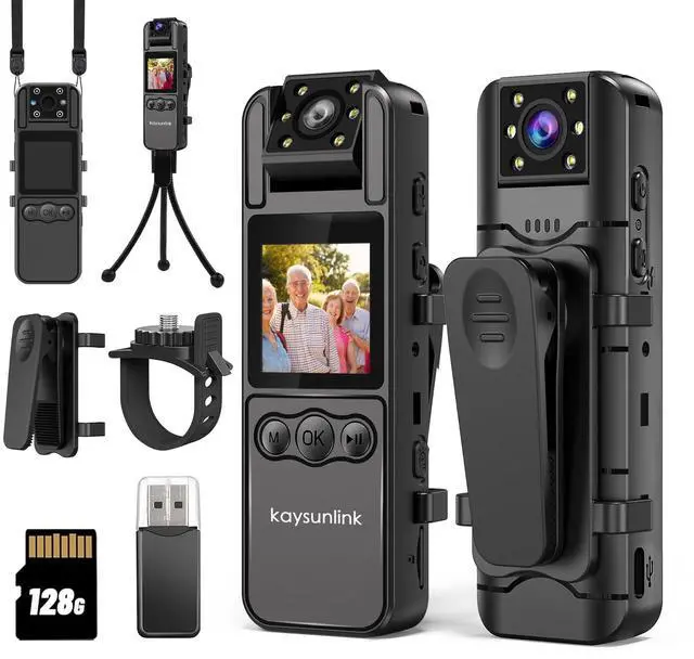 Main image of Body Camera with Audio and Video Recording 1080P FHD Mini Police Wearable Body Worn Cam Portable Small Personal Camcorder Sport Action Outdoor Video Recorder (128GB)