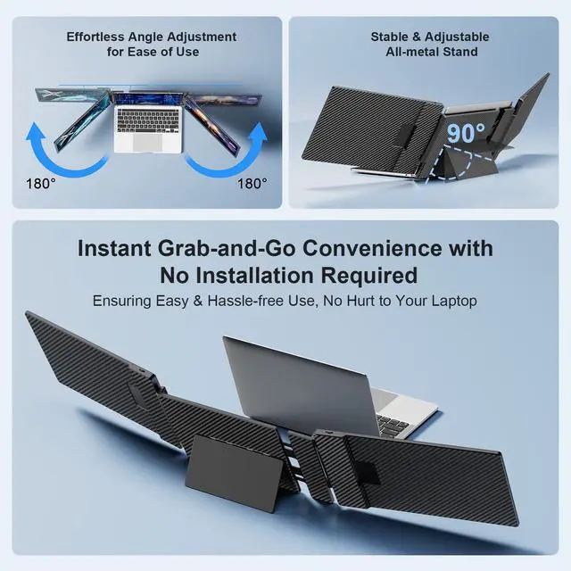 Alt view image 3 of 4 - S3 Laptop Screen Extender, 14'' Triple Portable Monitor for Laptops Plug and Play, 1080P FHD IPS Laptop Monitor Extender for 13''-16.5'' Laptops Compatible with Windows, Chrome, Switch
