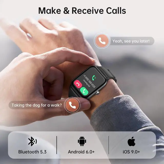 Alt view image 2 of 6 - Smart Watch for Men & Women, 46mm HD Big Screen Fitness Tracker | iPhone/Android/Samsung, Answer & Make Call, Alexa Built-in, 101+ Sport Modes, Sleep/Heart Rate/SpO2 Monitor, 7-10 Day Battery