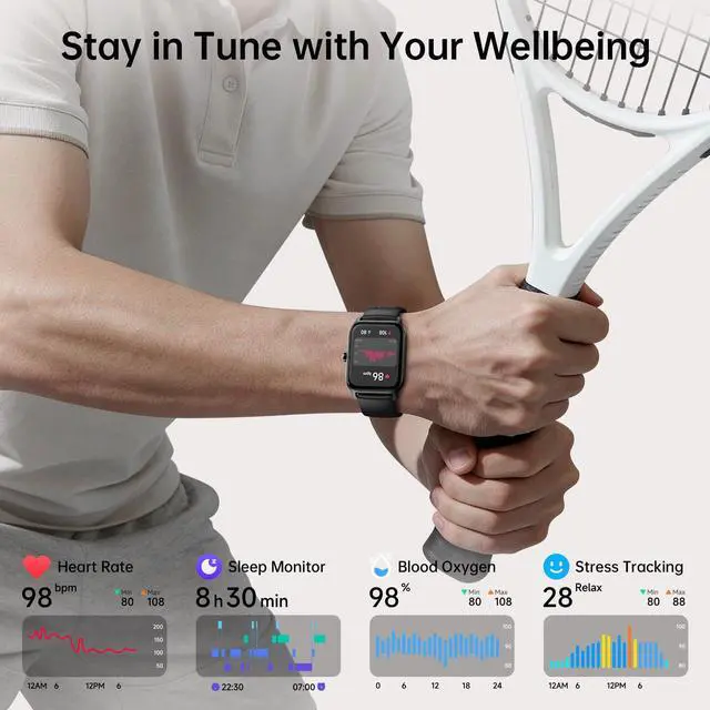 Alt view image 3 of 6 - Smart Watch for Men & Women, 46mm HD Big Screen Fitness Tracker | iPhone/Android/Samsung, Answer & Make Call, Alexa Built-in, 101+ Sport Modes, Sleep/Heart Rate/SpO2 Monitor, 7-10 Day Battery