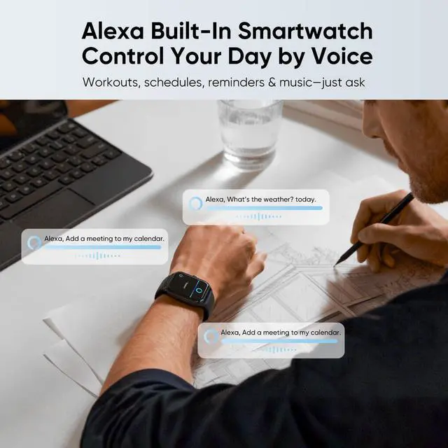 Alt view image 4 of 6 - Smart Watch for Men & Women, 46mm HD Big Screen Fitness Tracker | iPhone/Android/Samsung, Answer & Make Call, Alexa Built-in, 101+ Sport Modes, Sleep/Heart Rate/SpO2 Monitor, 7-10 Day Battery