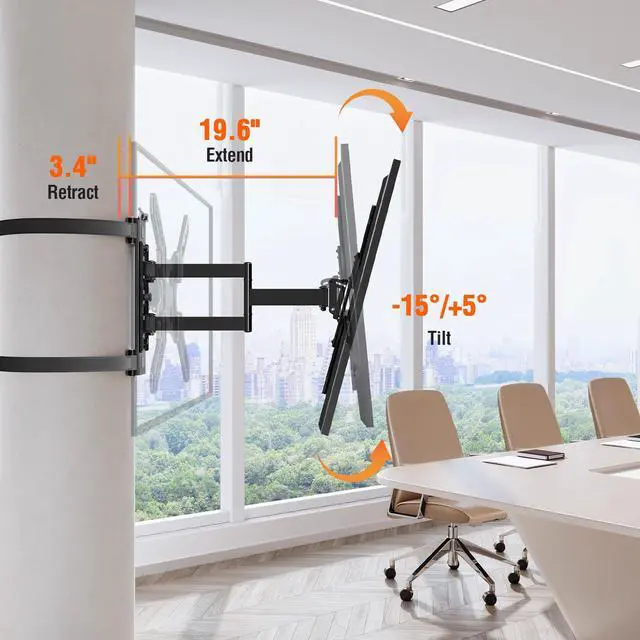 Alt view image 5 of 6 - Pillar TV Mount for 26-60" TVs, No Drill Column TV Bracket for Gazebo Patio | Full Motion Swivel, Tilt, Level, Heavy Duty Post Mount for Pergola, Fits Multi-Shaped Poles, Max VESA 400x400mm, 77 Lbs