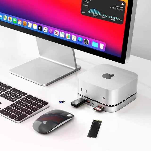 Alt view image 2 of 6 - Mac mini M4 Dock, Aluminum Stand and HDMI Hub for Mac mini M4 and M4 Pro 2024 with M.2 NVMe/SATA SSD Enclosure, 4K60Hz HDMI,10G USB A/C, 5G USB A*2, USB-C Charge, SD/TF, Audio