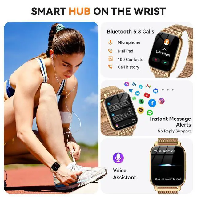 Alt view image 3 of 6 - Smart Watch for Women (3 Bands), Fitness Tracker with Bluetooth Calls | IPX8 Waterproof Smartwatch for Android iPhone, 112+ Sport Modes, Heart Rate/Sleep/SpO2 Monitor