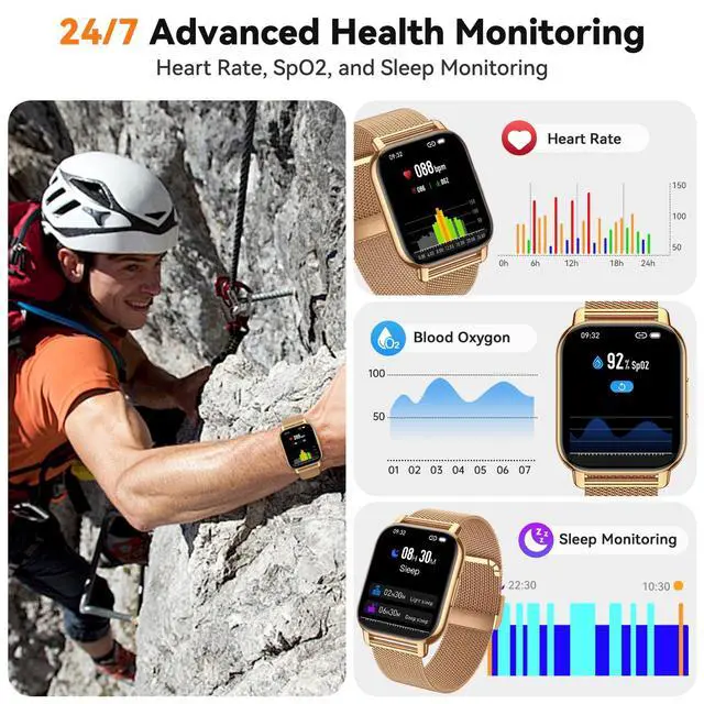 Alt view image 5 of 6 - Smart Watch for Women (3 Bands), Fitness Tracker with Bluetooth Calls | IPX8 Waterproof Smartwatch for Android iPhone, 112+ Sport Modes, Heart Rate/Sleep/SpO2 Monitor