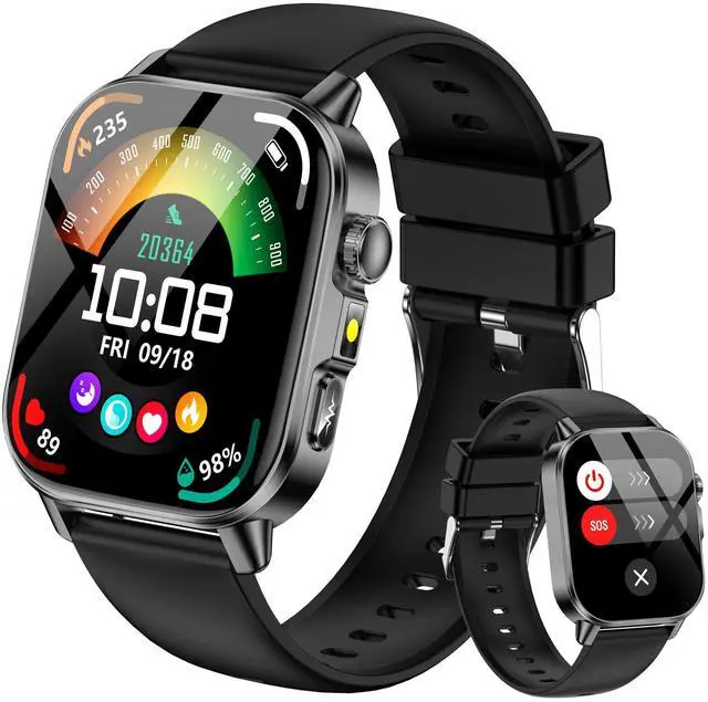 Main image of Smart Watch for Men Women, Health Fitness Tracker with 24/7 Heart Rate Blood Oxygen Blood Pressure Sleep Tracking, Bluetooth Calls, 450mAh Battery, IP68 Waterproof Activity Tracker with LED Flashlight