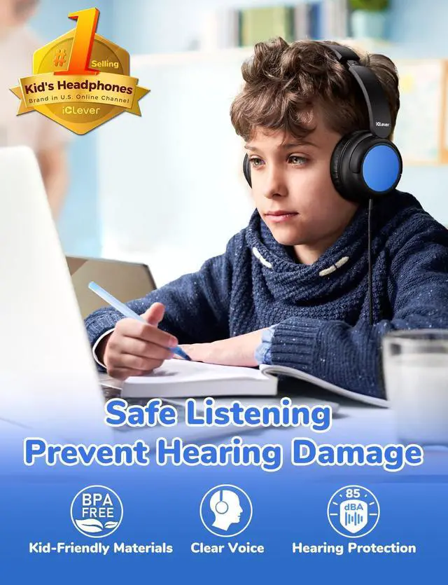Alt view image 2 of 6 - Kids Headphones 5 Pack for Students K-12 & Teachers Classroom/Study | SafeSound Tech3.0, Durable PP Material, Multiple Folding Options, Soft Classroom Headphones for Tablets/Laptop, 5Pack Colored