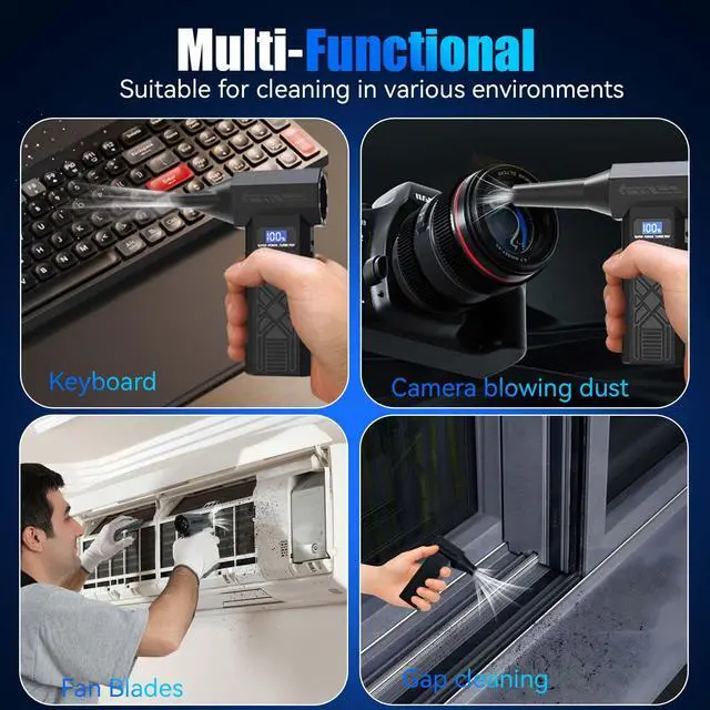 Alt view image 5 of 6 - Compressed Air Duster-130000RPM Super Power Electric Air Duster, 4-Gear Adjustable Mini Blower with Type-C Fast Charging, Dust Blower for Computer, Keyboard, House, Outdoor and Car