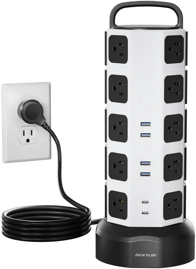 Main image of Power Strip Tower Surge Protector, 20 AC 6 USB (2 USB C), 1050J | 6.5Ft Retractable Extension Cord with Multiple Outlets, 1625W/13A Outlet Extender, USB Charging Station for Home Office Dorm