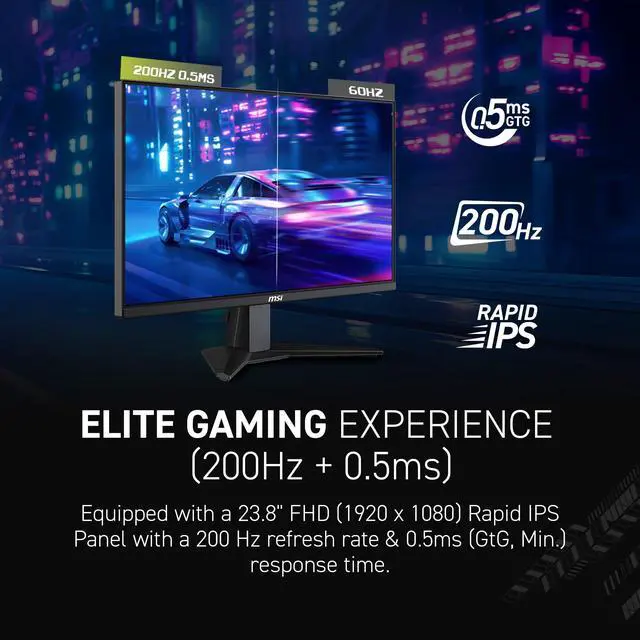 Alt view image 3 of 6 - MAG 274F 27-inch 1920 x 1080 (FHD) Gaming Office Monitor, 200Hz, AMD FreeSync Premium, HDR Ready, HDMI, VGA Port, VESA, Tilt, 0.5ms, Black | Rapid IPS, 1920 x 1080, 1.07 Billion Colors, Adaptive Sync,