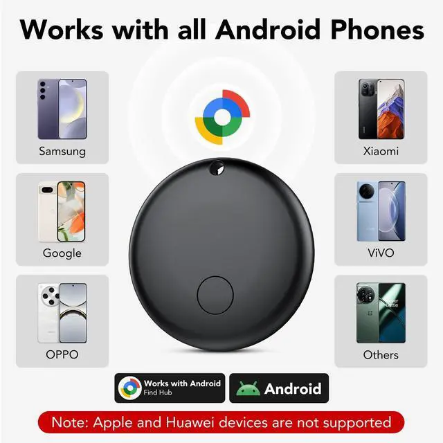 Alt view image 2 of 6 - Android Air Tracker, Bluetooth Tracker Tags, Work with Google's Find Hub(Android), Smart Tags for Luggage, Wallet, Vehicles, Keys (Not for iOS) 4 Pack