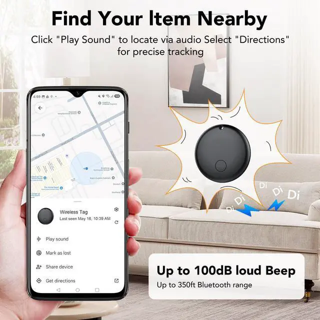 Alt view image 4 of 6 - Android Air Tracker, Bluetooth Tracker Tags, Work with Google's Find Hub(Android), Smart Tags for Luggage, Wallet, Vehicles, Keys (Not for iOS) 4 Pack