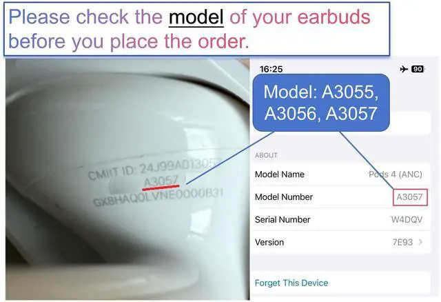 Alt view image 6 of 6 - Legit A3055 One Right Earbuds Replacement (ANC Version) for Pods (4th Generation), A3056 OEM Single Right Ear Side Only, Compatible with Original Air 4 A3059 Charging Case Earpad, Not New