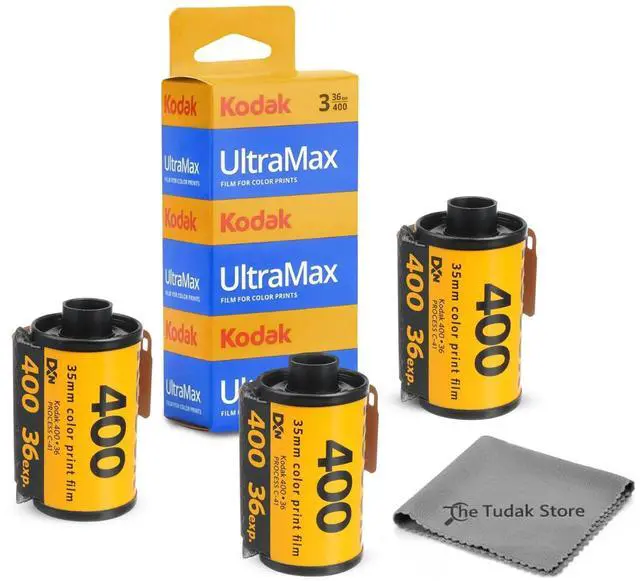 Main image of Ultramax 400 35mm Film - 3 Packs of 36 Exposure Rolls for 35mm Cameras Bundled with The Tudak Store Microfiber Cloth - 108 Exposures, ISO 400 Color Negative Film for 35mm Film Camera