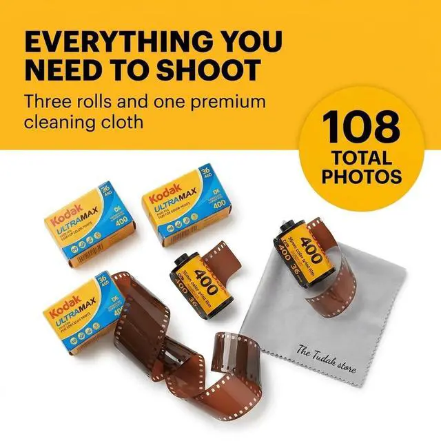 Alt view image 5 of 6 - Ultramax 400 35mm Film - 3 Packs of 36 Exposure Rolls for 35mm Cameras Bundled with The Tudak Store Microfiber Cloth - 108 Exposures, ISO 400 Color Negative Film for 35mm Film Camera