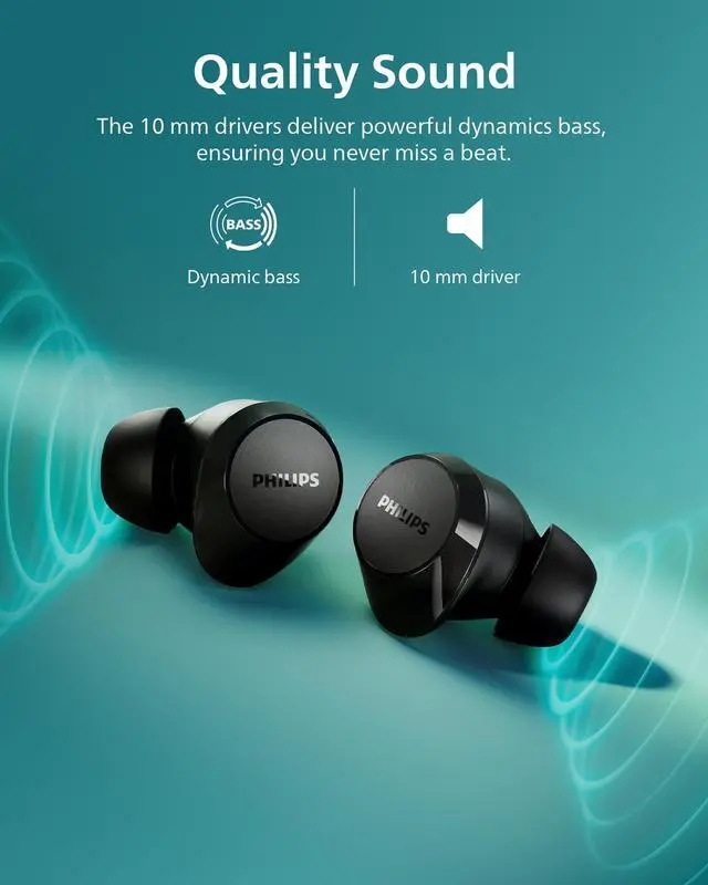 Alt view image 2 of 6 - TAT1219 True Wireless Bluetooth Earbuds - 18 Hours Play Time, Dynamic Bass, Clear Calls, IPX4 Water Resistant, Black