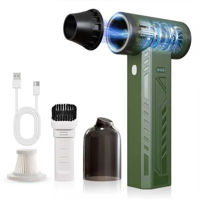 Main image of Compressed Air Duster 480000RPM Electric Air Duster Variable Speed 580G 4 Gear Adjustable Rechargeable Cordless Jet Dry Blower Turbo Fan Dryer Air Blower Mini Car Vacuum Cleaner Army Green