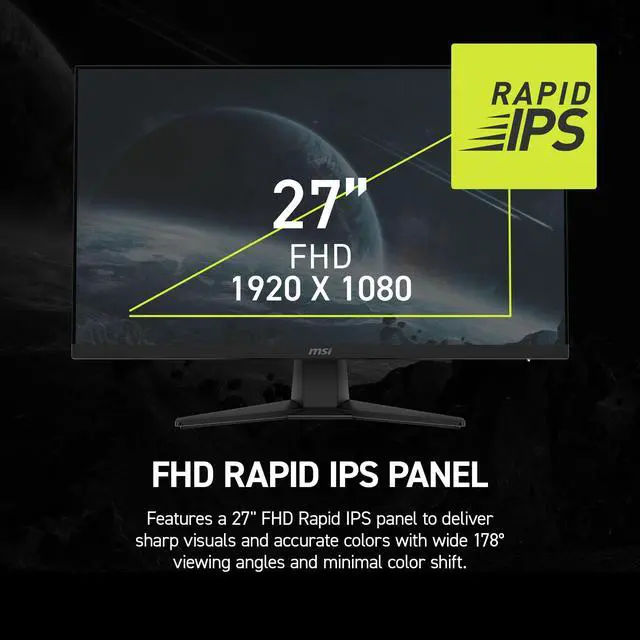 Alt view image 2 of 6 - MAG 272F 27-inch 1920 x 1080 (FHD) Gaming Office Monitor, 200Hz, AMD FreeSync Premium, HDR Ready, HDMI, VGA Port, VESA, Tilt, 0.5ms, Black