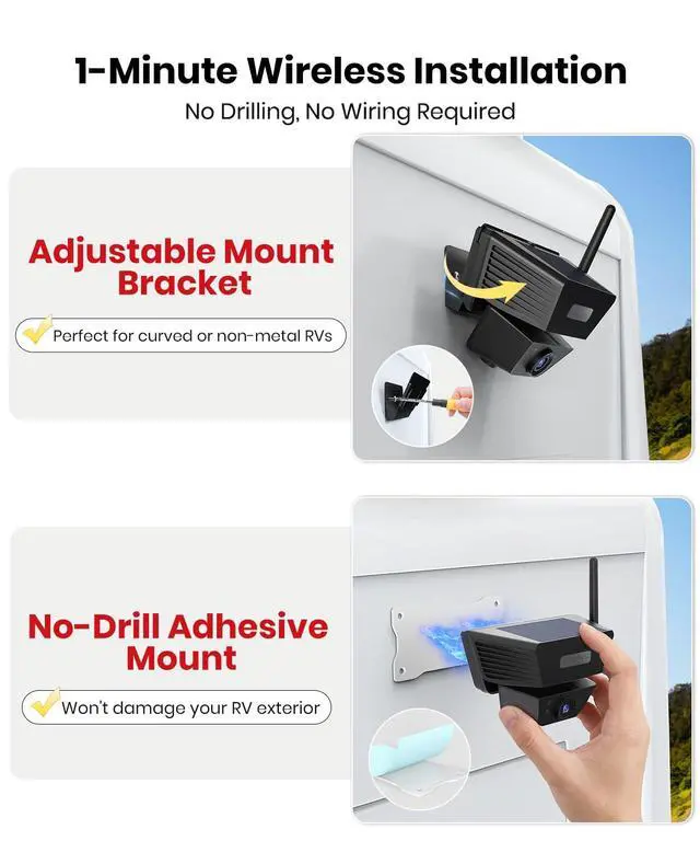 Alt view image 2 of 6 - Solar Magnetic Wireless Backup Camera with 5 Inch Anti-Glare 1080P Screen | 1Min Quick Magnetic Install, Strong Signal, IP69K Waterproof Back up Camera with Storage Bag for Car, SUV, Truck, Trailer
