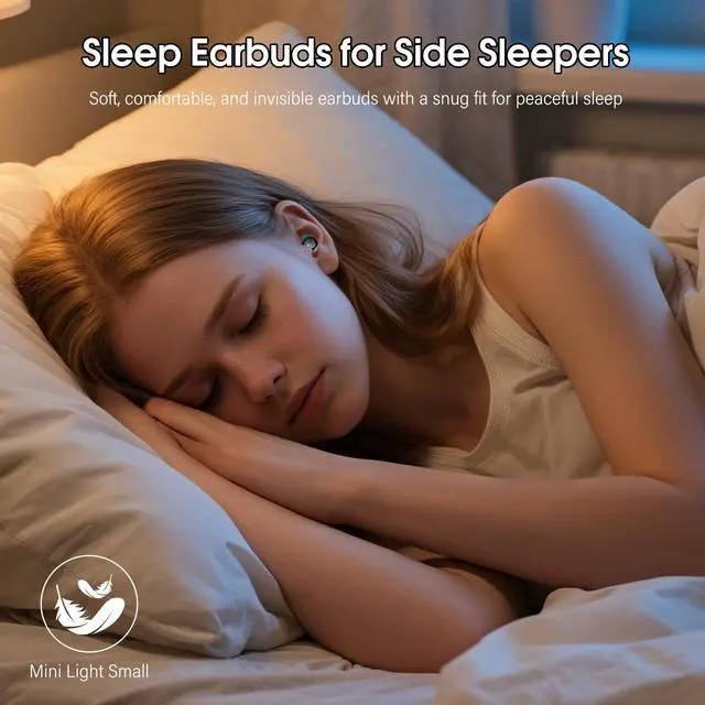 Alt view image 2 of 6 - Sleep Earbuds Bluetooth 5.4, Mini Light-Weight Headphones for Side Sleepers | Features Sleep Mode & Built-in White Noise for Relaxing. 48H Battery & Clear Calls. Perfect Mini Earphones for Sound Sleep