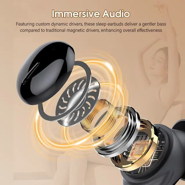 Alt view image 3 of 6 - Sleep Earbuds Bluetooth 5.4, Mini Light-Weight Headphones for Side Sleepers | Features Sleep Mode & Built-in White Noise for Relaxing. 48H Battery & Clear Calls. Perfect Mini Earphones for Sound Sleep