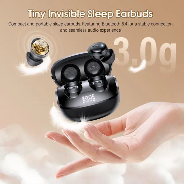 Alt view image 4 of 6 - Sleep Earbuds Bluetooth 5.4, Mini Light-Weight Headphones for Side Sleepers | Features Sleep Mode & Built-in White Noise for Relaxing. 48H Battery & Clear Calls. Perfect Mini Earphones for Sound Sleep