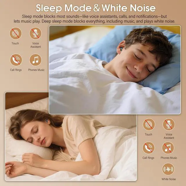 Alt view image 6 of 6 - Sleep Earbuds Bluetooth 5.4, Mini Light-Weight Headphones for Side Sleepers | Features Sleep Mode & Built-in White Noise for Relaxing. 48H Battery & Clear Calls. Perfect Mini Earphones for Sound Sleep