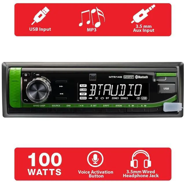 Alt view image 2 of 6 - TRJDR14G Tractor Radio for John Deere Bluetooth | Plug-n-play harness with headphone jack, also fits McCormick, JCB & Case IH, Bluetooth, USB port, weatherproof tractor radio