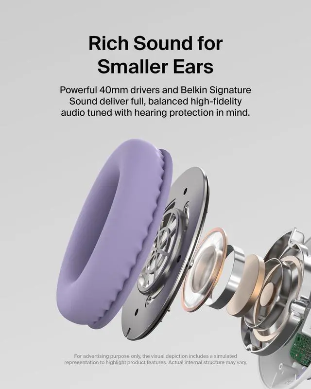 Alt view image 4 of 6 - SoundForm Inspire Wired Kids Headphones, USB-C & 3.5mm | Over-ear headset, boom mic, 85dB safe volume limit, RockStar shared listening mode, school, online learning