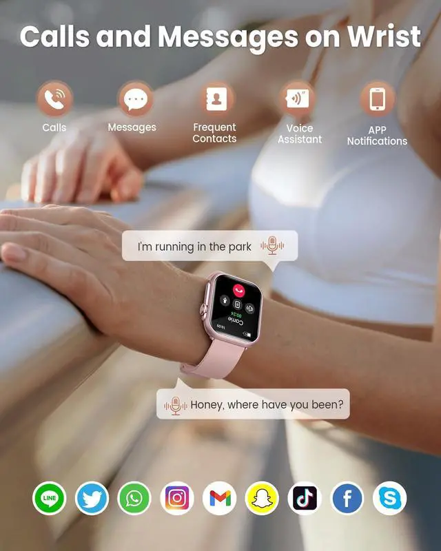 Alt view image 3 of 6 - 1.83" Smart Watches for Women (Android/iPhone), with 1000mAh Battery, 5ATM | 110+ sports modes, messages and app notifications, health monitoring(blood pressure, 24/7 heart rate, SpO2, sleep), Pink
