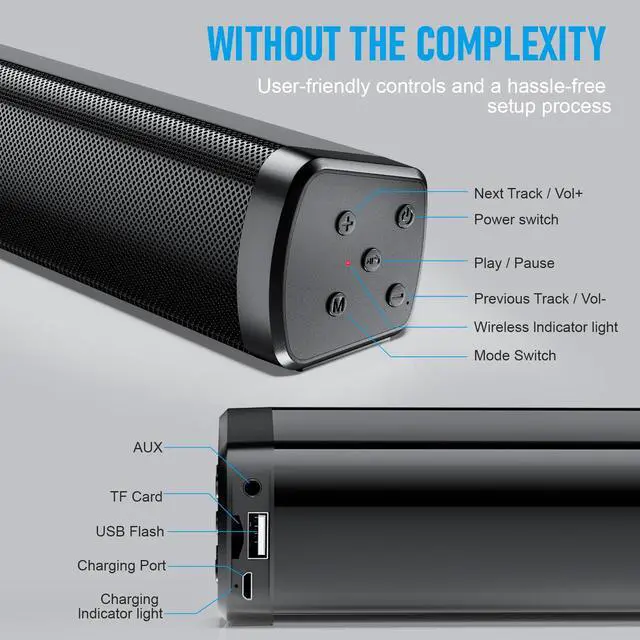 Alt view image 3 of 6 - Portable Long bar Speaker, Bluetooth Wireless Speaker, Powerful Speaker for Home Use, Outdoor Parties, Beach, and Travel