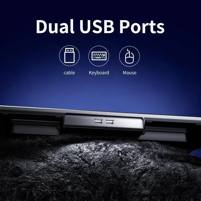 Alt view image 6 of 6 - Laptop Cooling Pad, Gaming Laptop Fan Cooling Pad with 15 Quiet Fans, RGB Laptop Cooler for 10-17.3 Inch, 4 Height Stands, 2 USB Ports - Blue