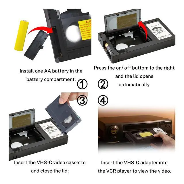 Alt view image 3 of 6 - HQ VHS-C Video Cassette Adaptor Motorized VHS-C to VHS Cassette Adapter NOT Compatible with 8mm/MiniDV/Hi8 Tapes with 2 Pcs Lens Clean Cloth