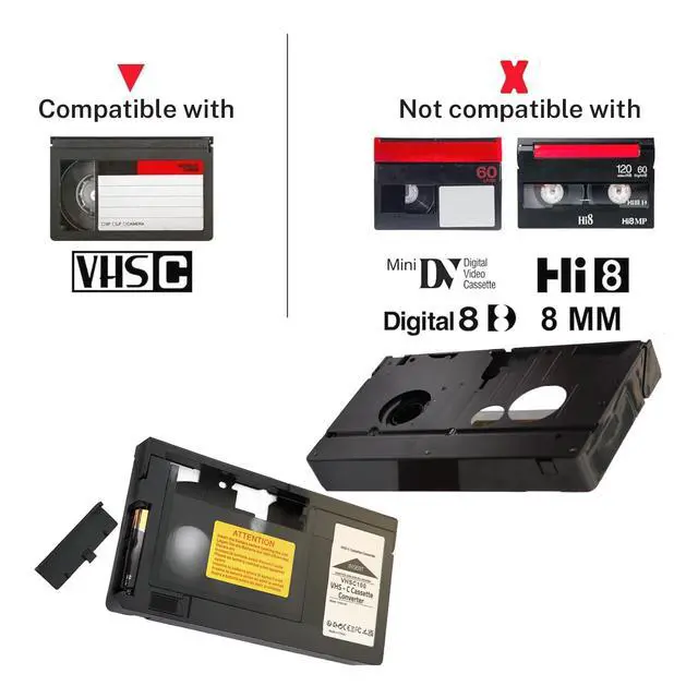 Alt view image 4 of 6 - HQ VHS-C Video Cassette Adaptor Motorized VHS-C to VHS Cassette Adapter NOT Compatible with 8mm/MiniDV/Hi8 Tapes with 2 Pcs Lens Clean Cloth