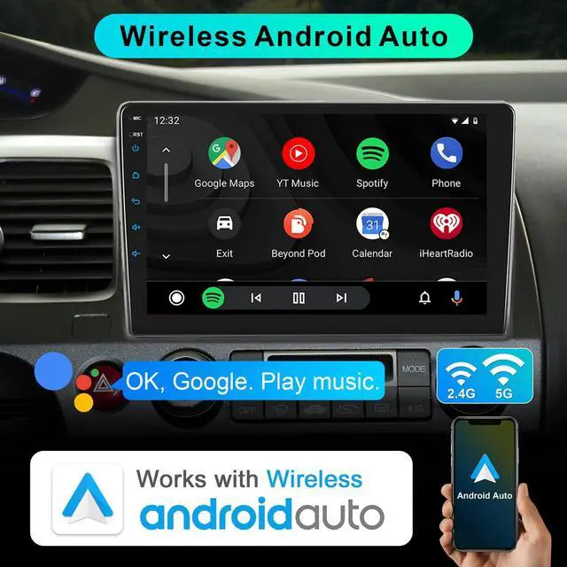 Alt view image 4 of 6 - Car Stereo Radio for Honda Civic 2006 2007 2008 2009 2010 2011 with Wireless Carplay & Android Auto,10.1 Inch 1080P Touch Screen for Civic Radio with Bluetooth FM Mirror Link SWC No Camera