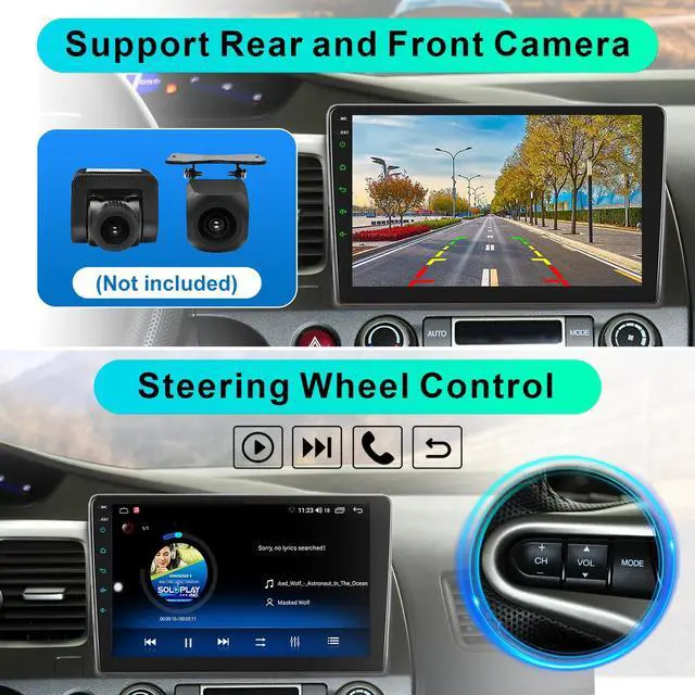 Alt view image 6 of 6 - Car Stereo Radio for Honda Civic 2006 2007 2008 2009 2010 2011 with Wireless Carplay & Android Auto,10.1 Inch 1080P Touch Screen for Civic Radio with Bluetooth FM Mirror Link SWC No Camera