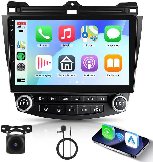 Main image of 5Ghz WiFi Car Radio Stereo for Honda Accord 2003-2007 Android 15,10.1 inch Capacitive HD Touch Screen with Wireless carplay&Android Auto GPS Navigation WiFi Bluetooth USB FM Car Audio SWC 2G+64G